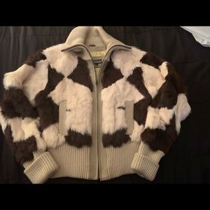 Rabbit fur waist length jacket